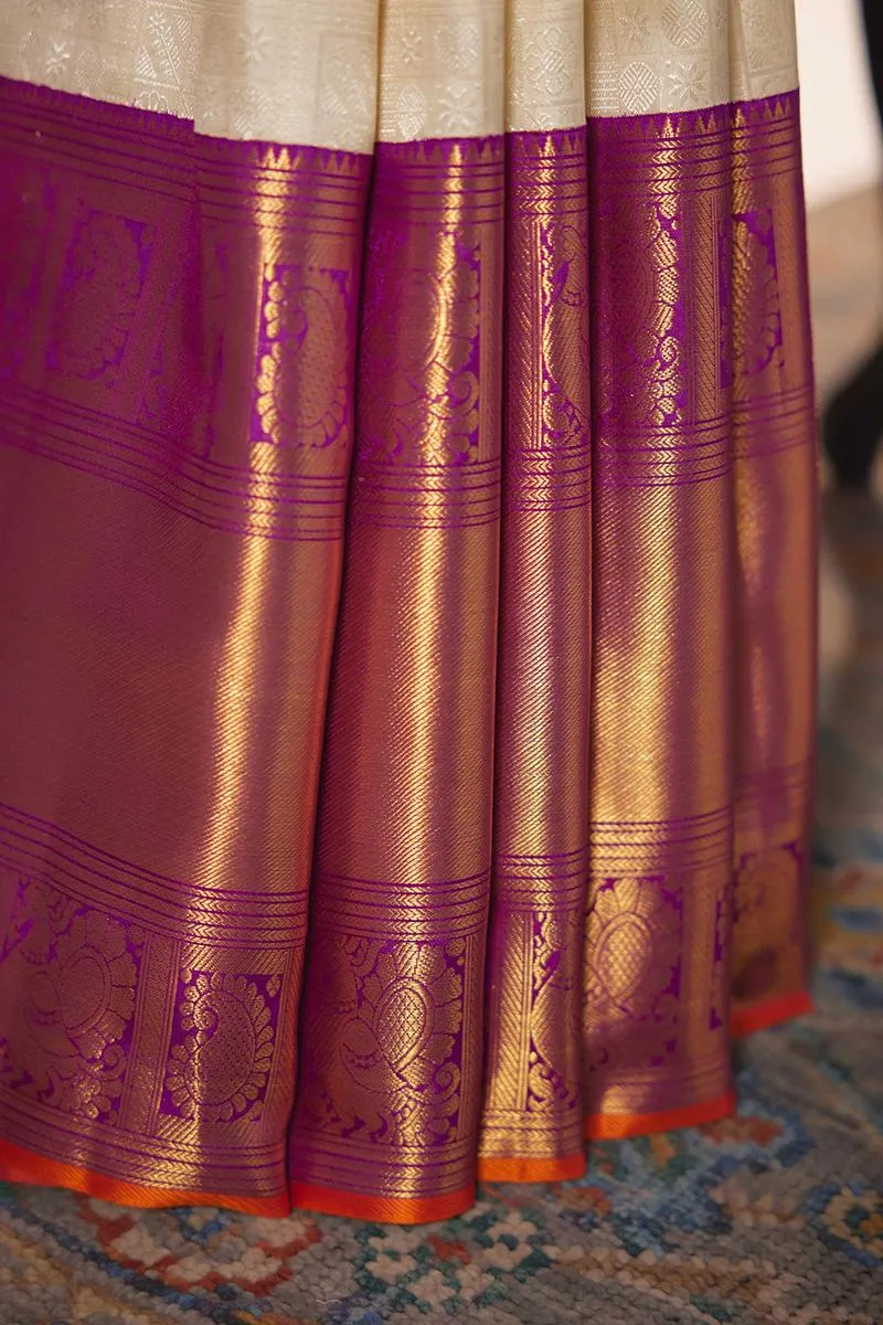 Ivory Kanjivaram Silk Saree