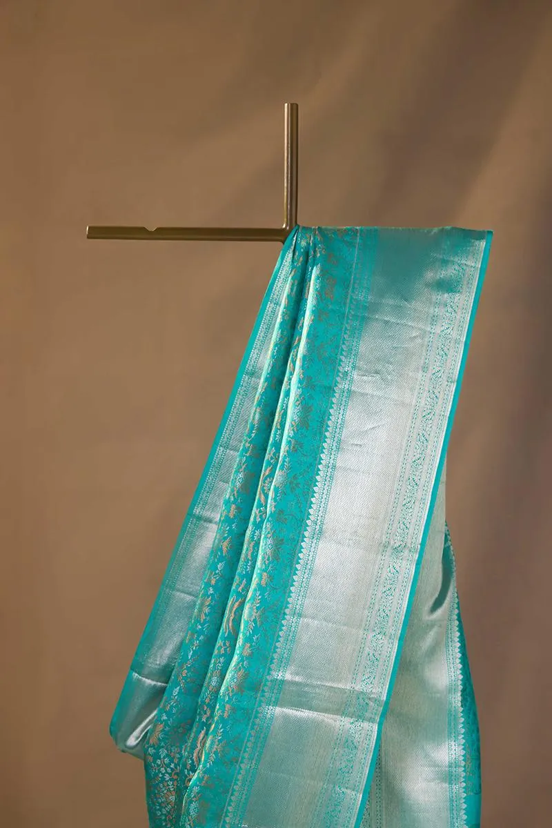 Sea Green Banarasi Kattan Silk Saree