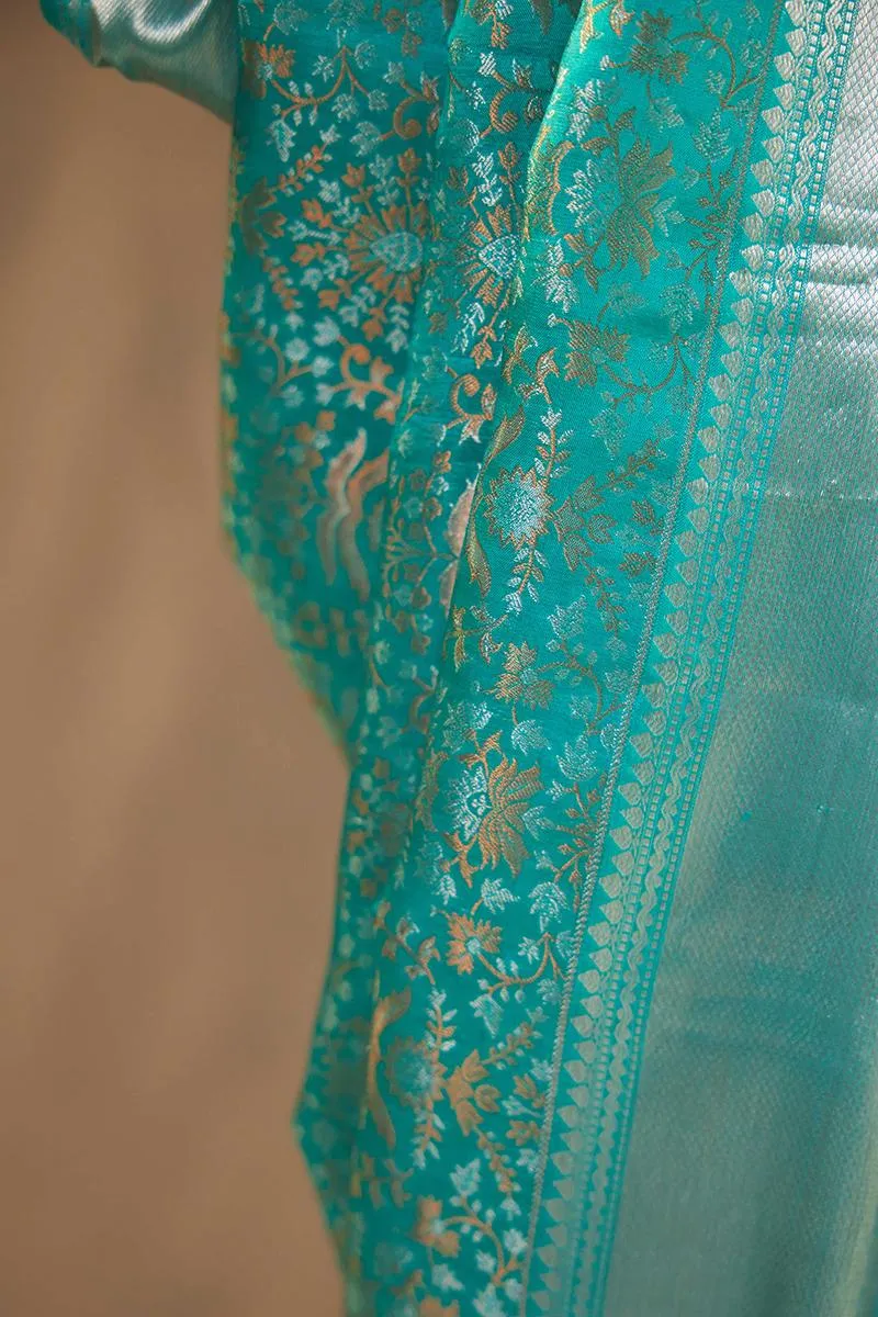 Sea Green Banarasi Kattan Silk Saree