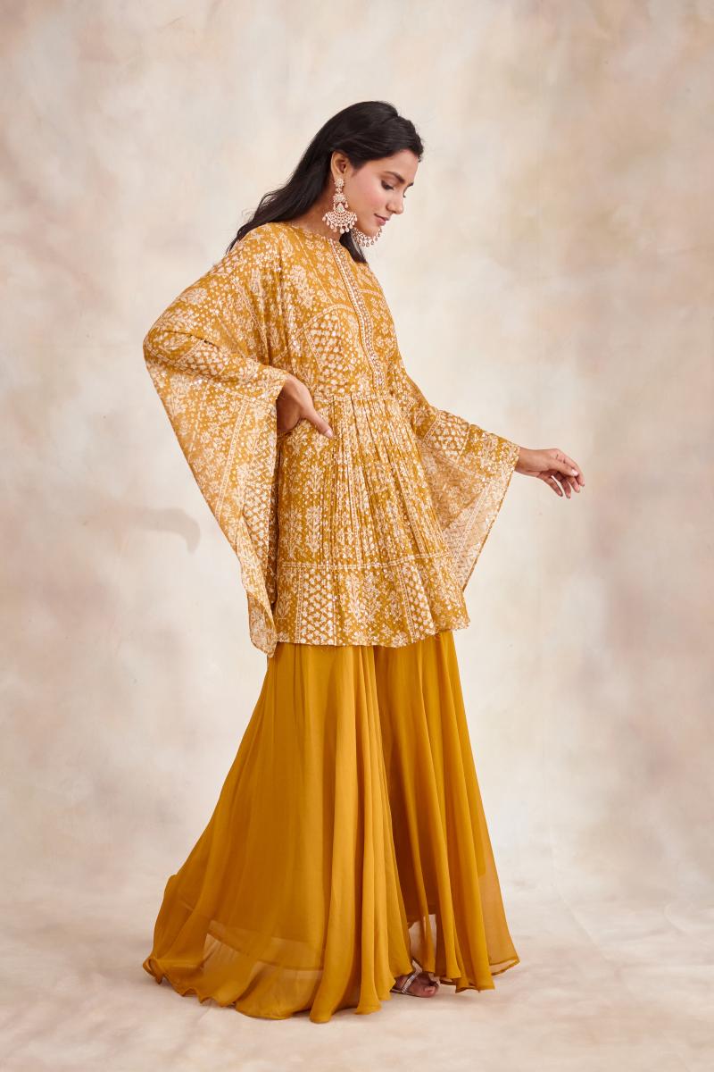 Mustard Solid Rayon Jumbo Sharara