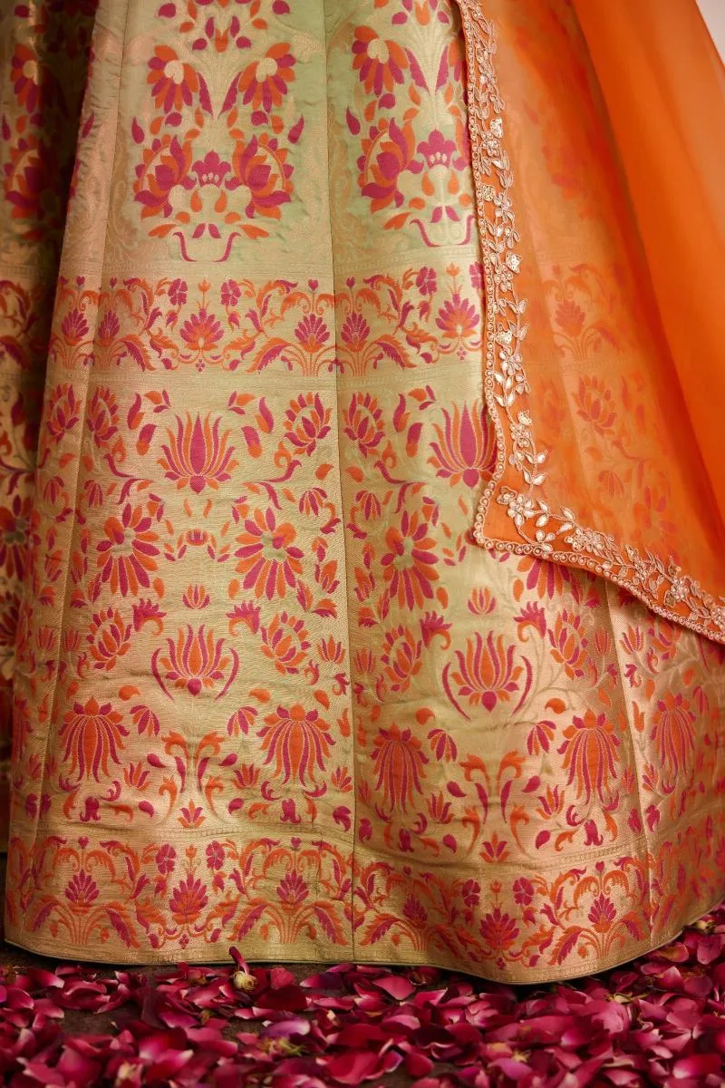 Sea Green Banarasi Silk Paithni Lehenga