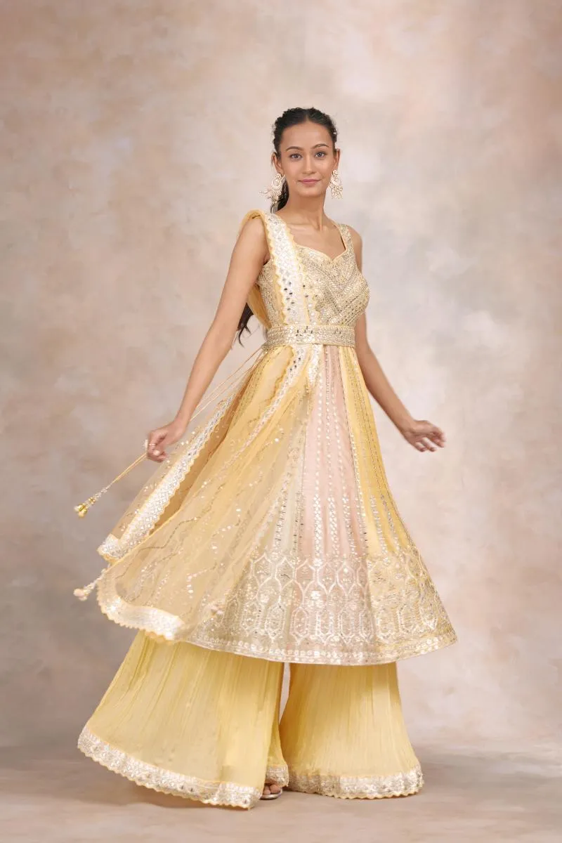 Daisy Yellow Georgette Garara Set