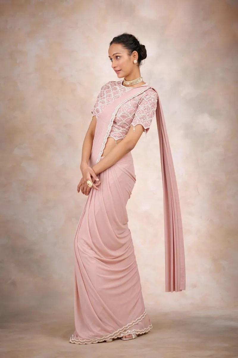Peach Prosecco Drape Saree