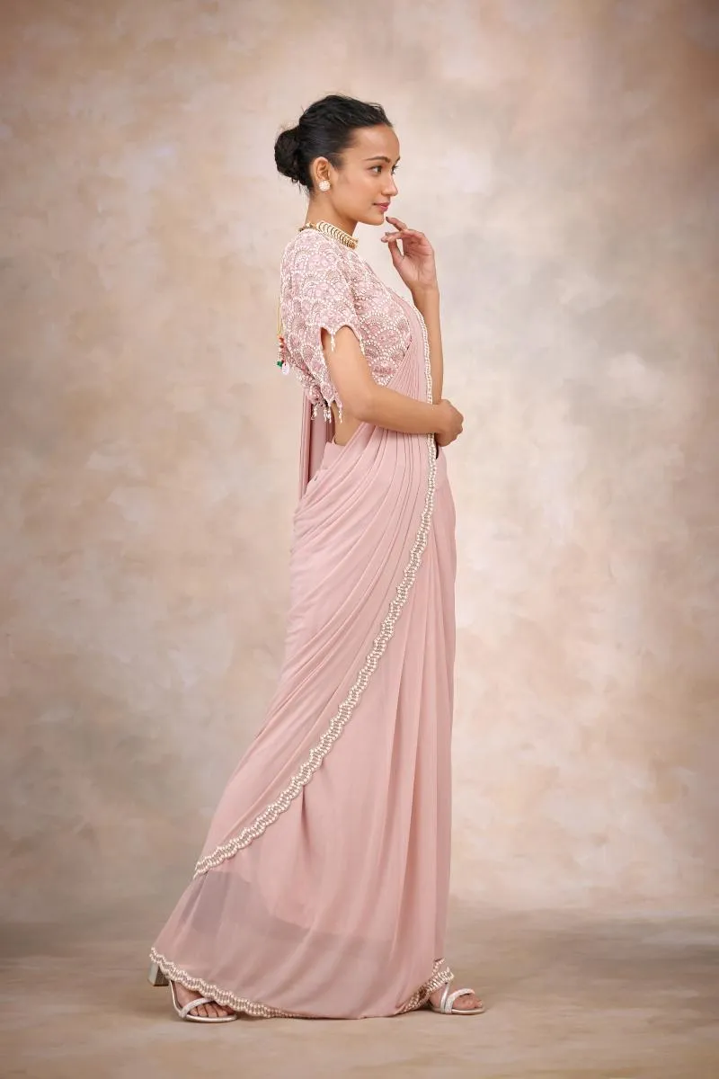 Peach Prosecco Drape Saree