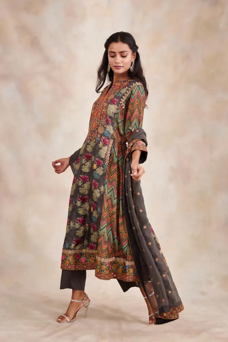 Poppy Seed Grey Kurta Suit Set