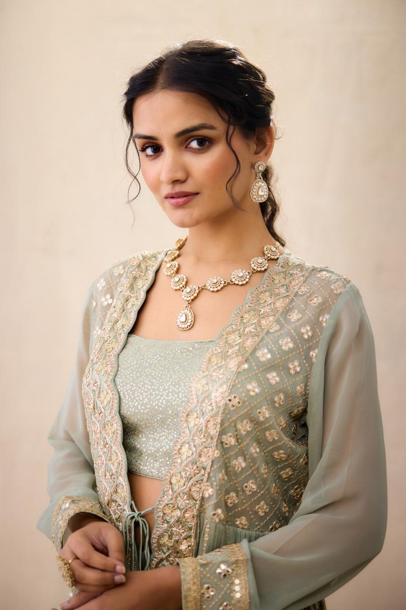 Light Green Sharara Set Frontier Raas