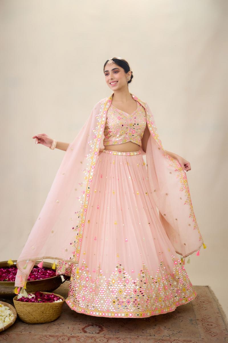 Beige Pure Pink Lehenga Set main image 0