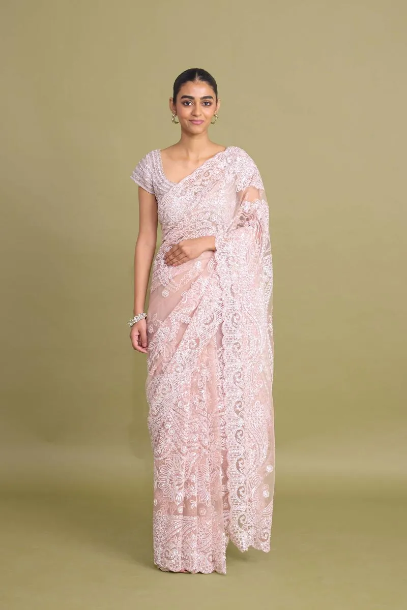 Blush Pink Net Saree