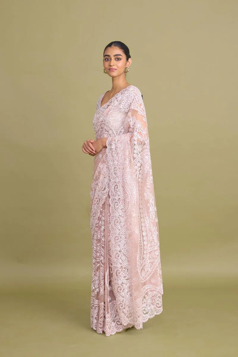 Blush Pink Net Saree