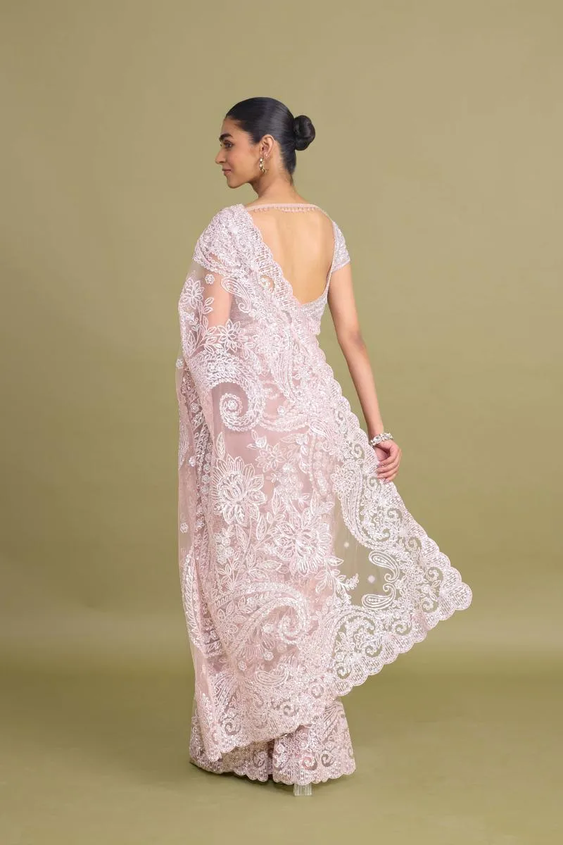 Blush Pink Net Saree
