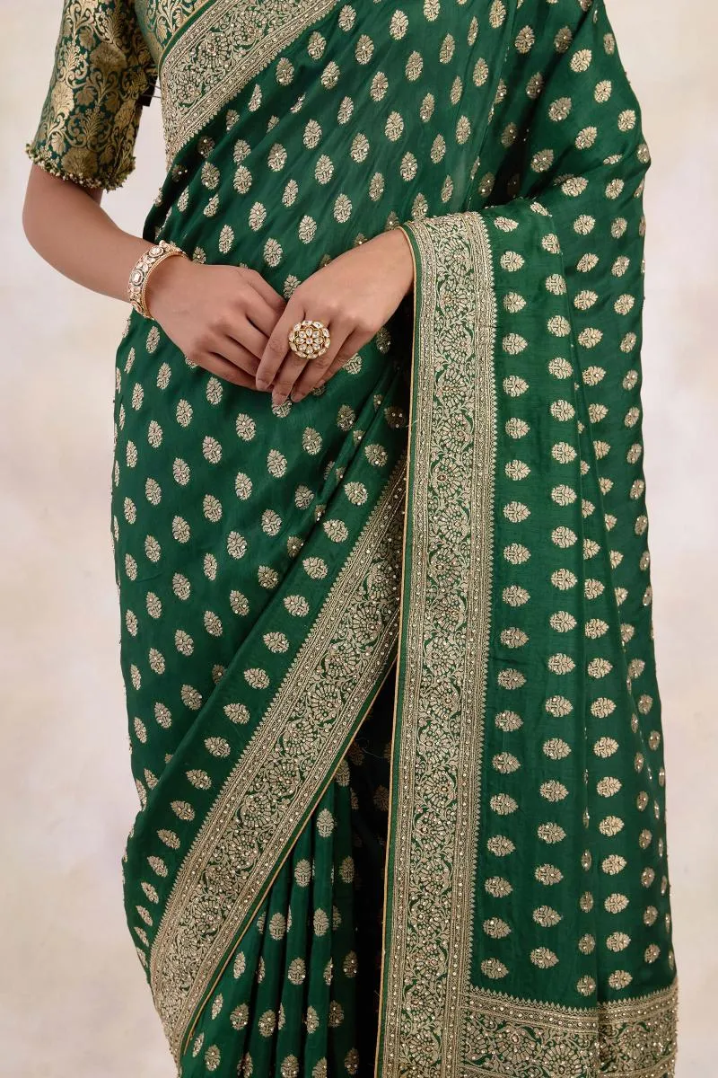 Olive Green Silk Saree