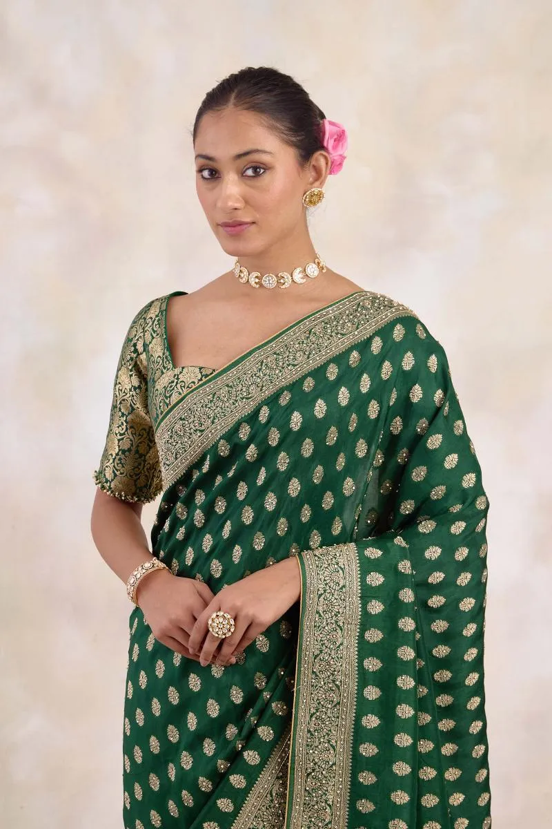 Olive Green Silk Saree