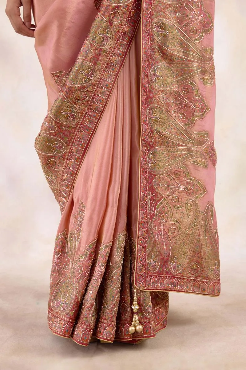 Dusty Coral Tissue Silk Saree