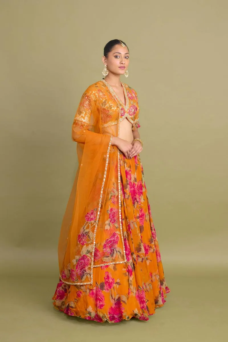 Amber Orange Lehenga Set