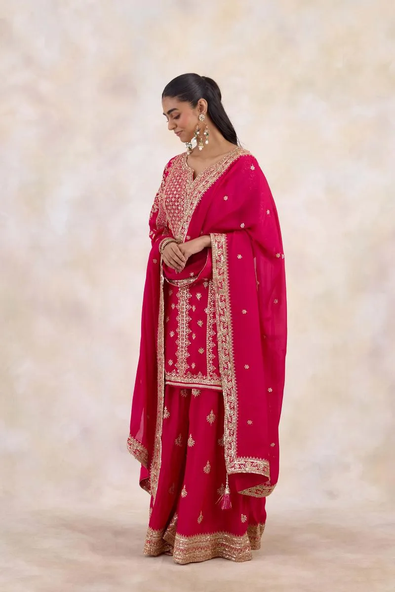 Cranberry Red Sharara  Set
