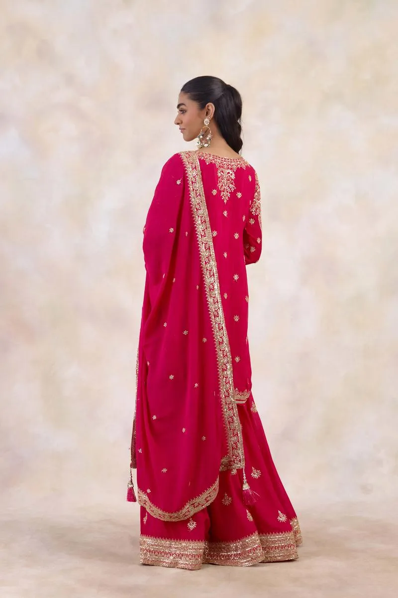 Cranberry Red Sharara  Set