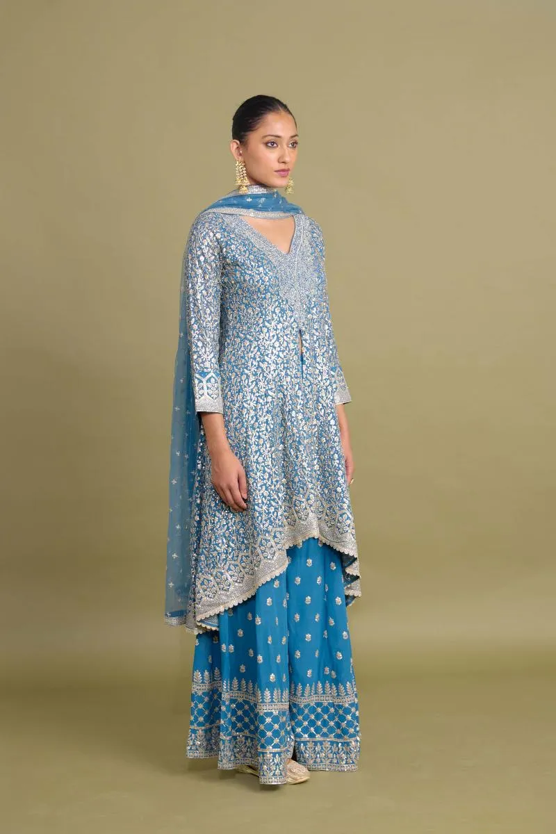 Peacock Blue Sharara Set
