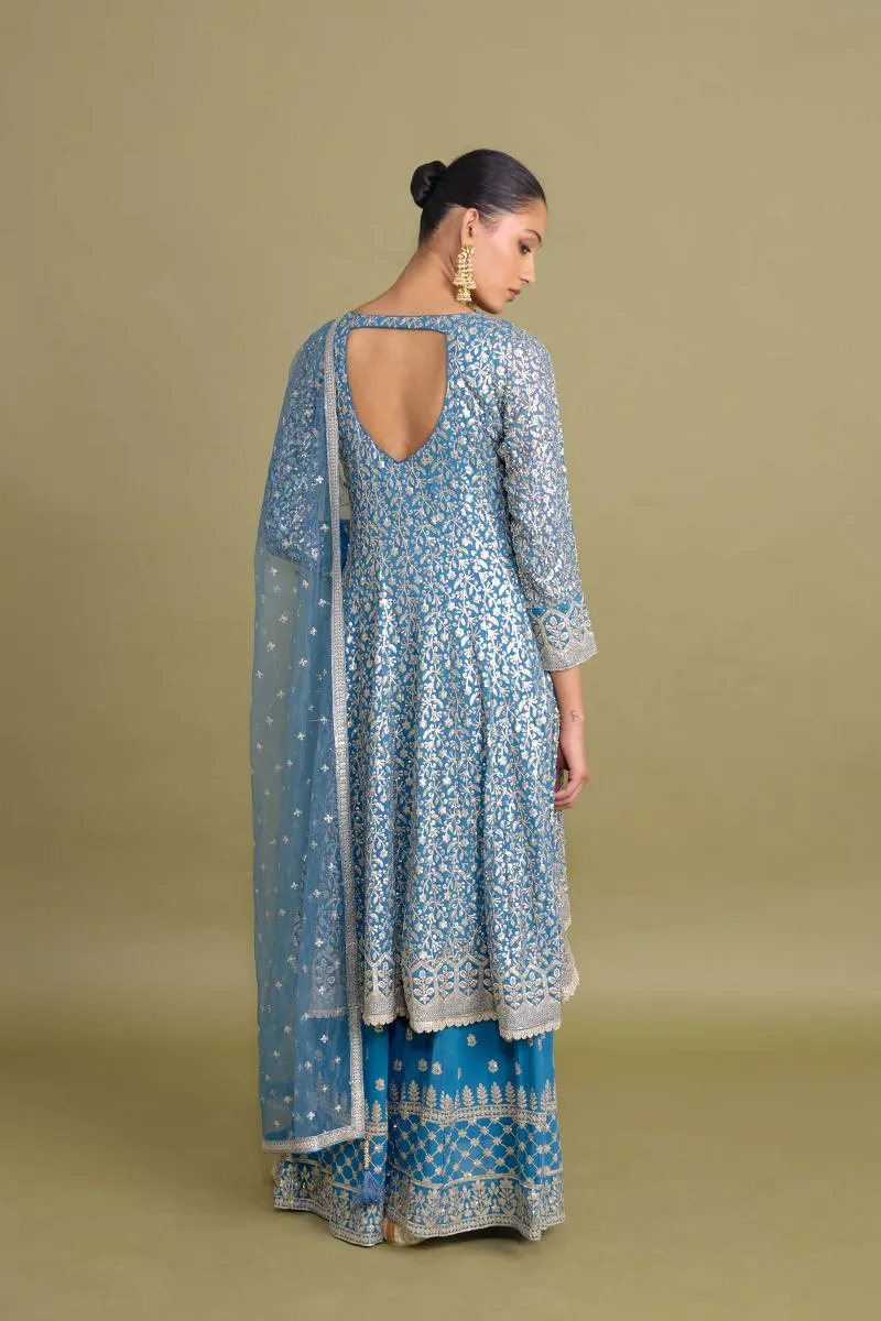 Peacock Blue Sharara Set
