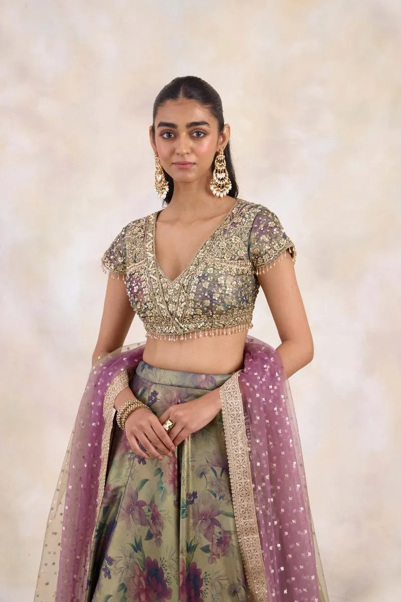 Paisley Grullo Lehenga Set