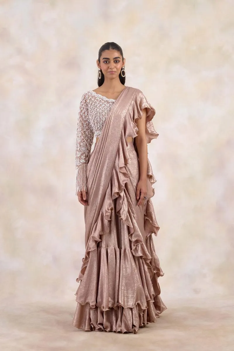 Rose Gold Draped Saree
