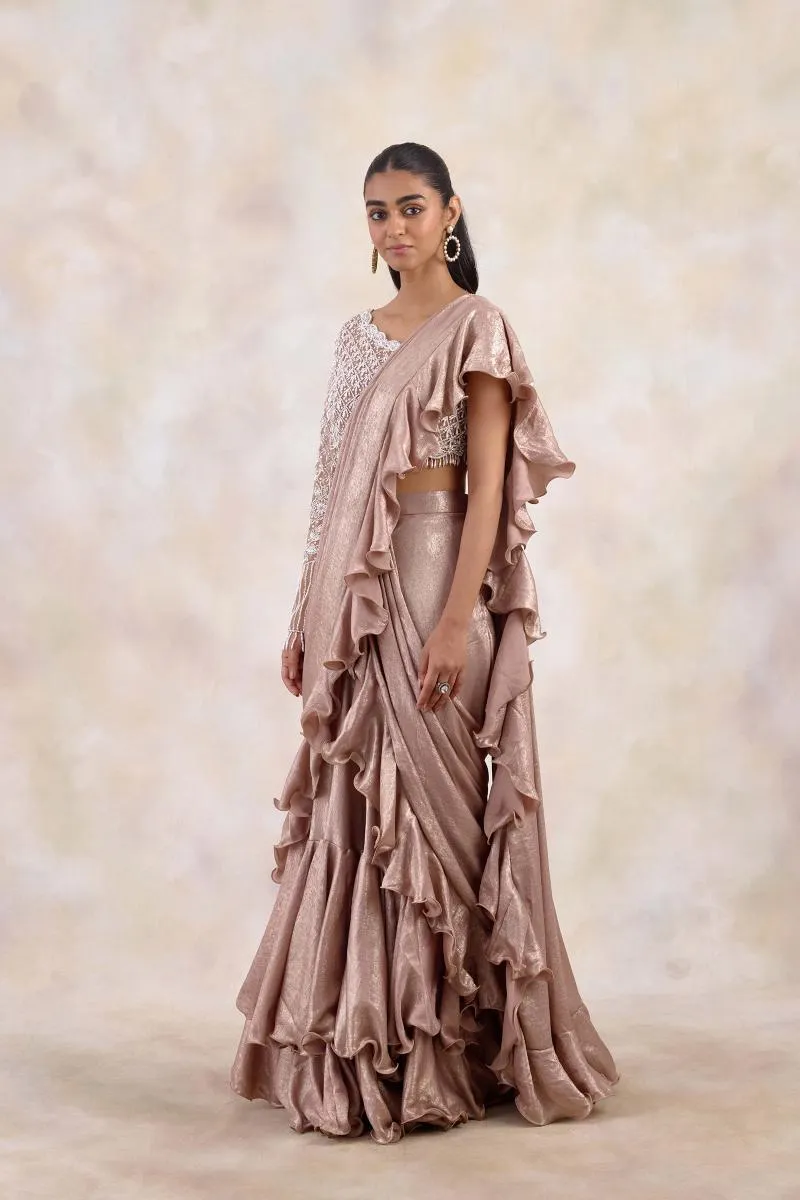 Rose Gold Draped Saree