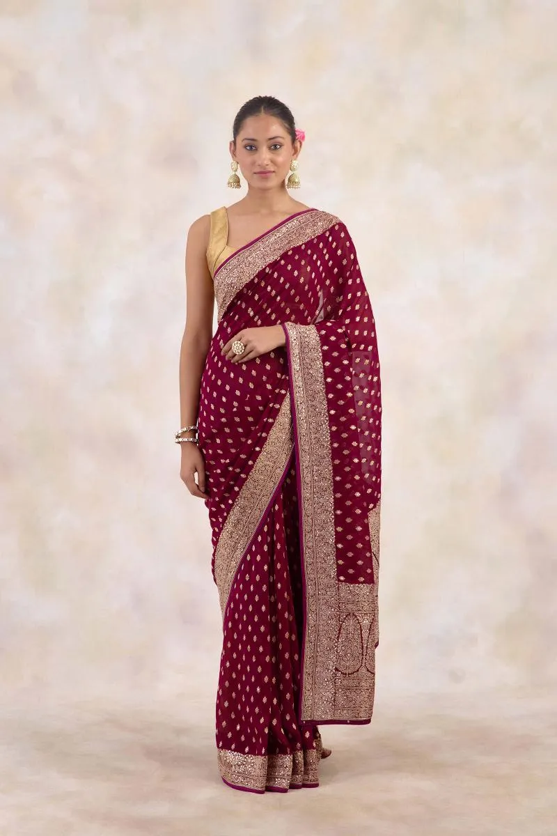 Rich Burgundy Georgette Saree