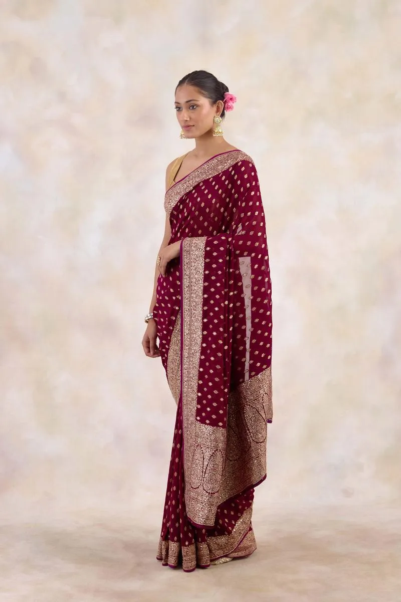 Rich Burgundy Georgette Saree