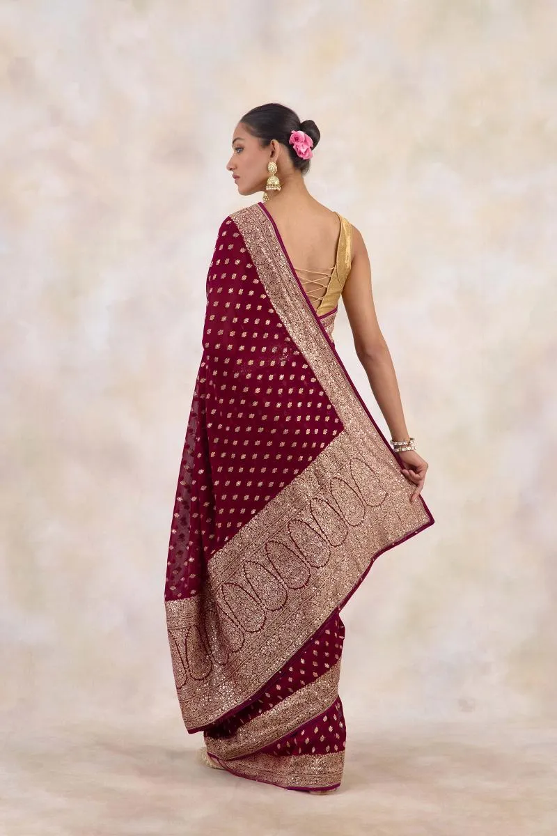 Rich Burgundy Georgette Saree