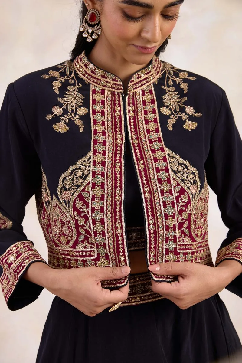 Black Jacket Lehenga Set