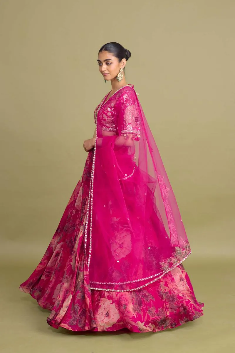 Fuchsia pink Lehenga Set
