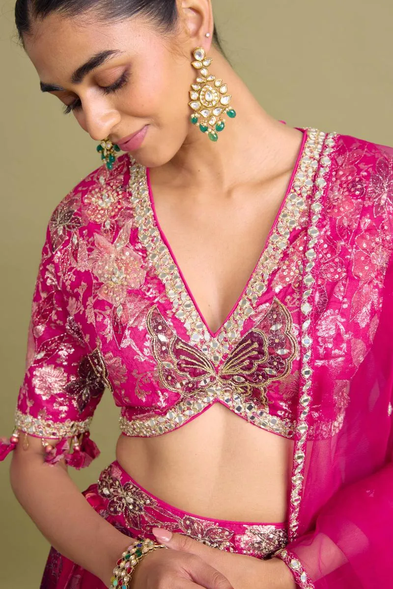 Fuchsia pink Lehenga Set