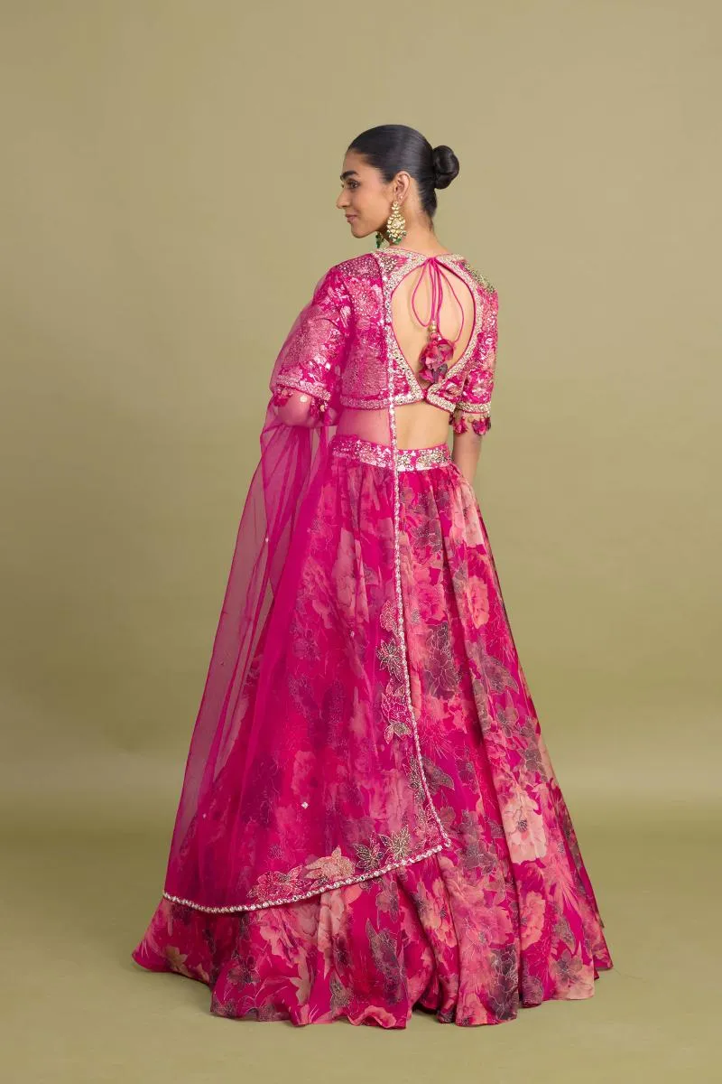 Fuchsia pink Lehenga Set