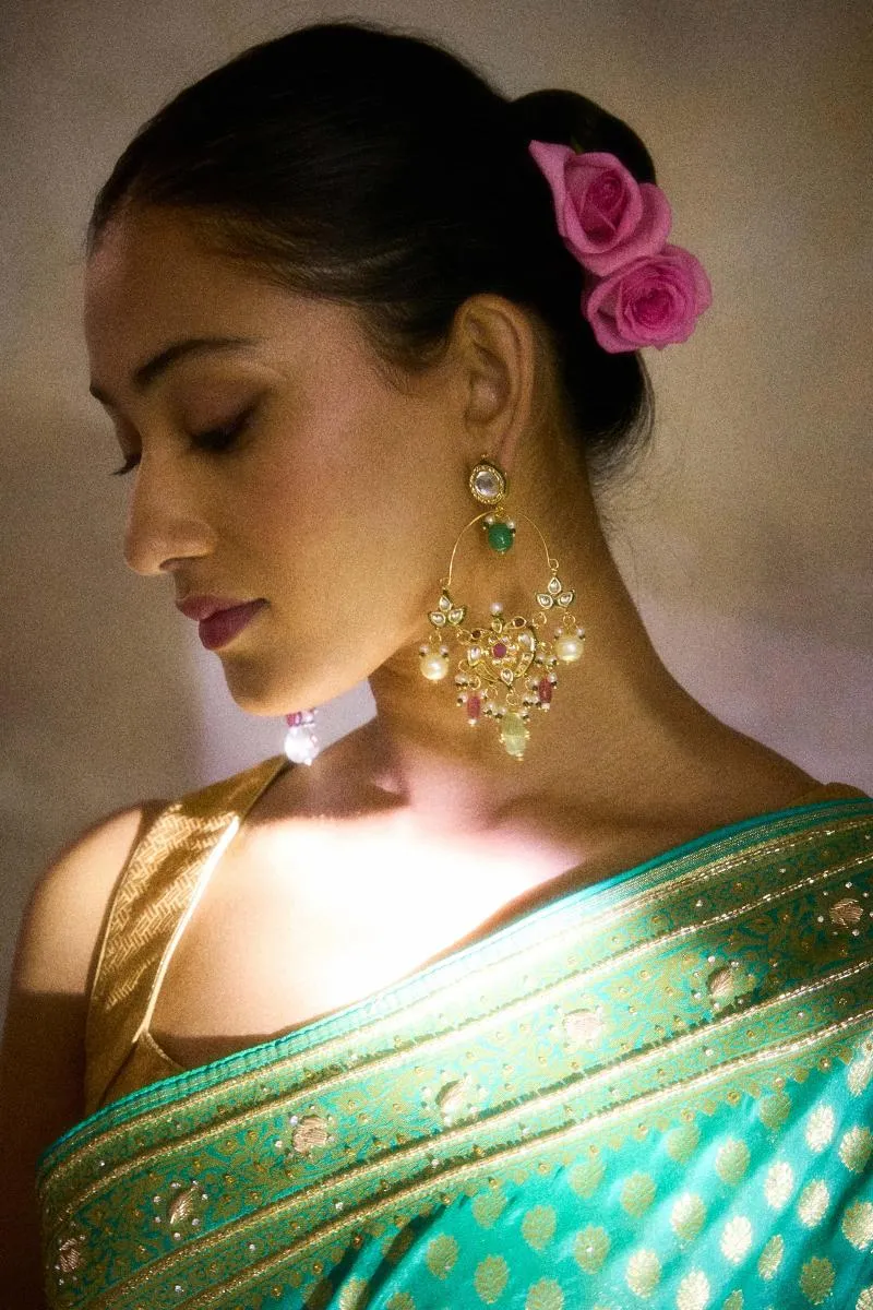 Turquoise Tussar Silk Saree