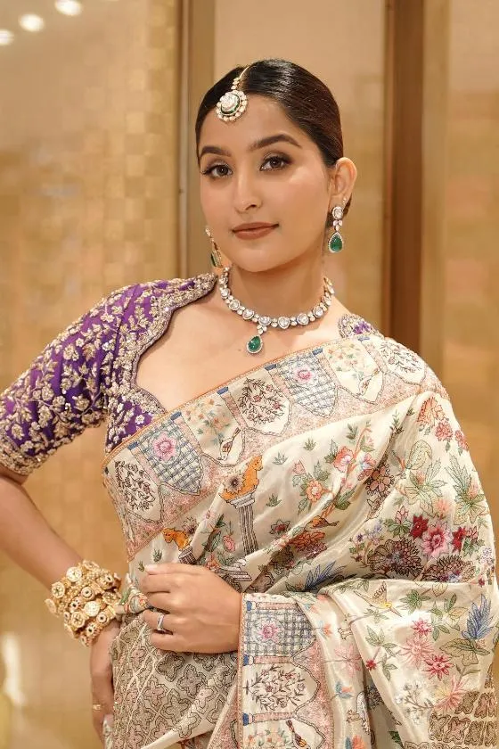 Ivory Tissue Silk Saree