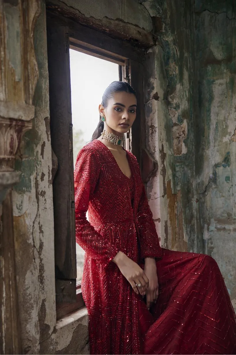 Ruby Red Net Coord Set