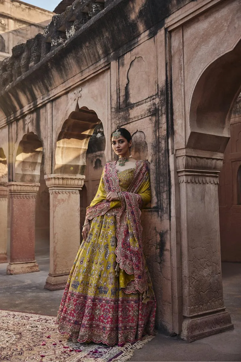 Cadmium Crepe Yellow Lehenga Set