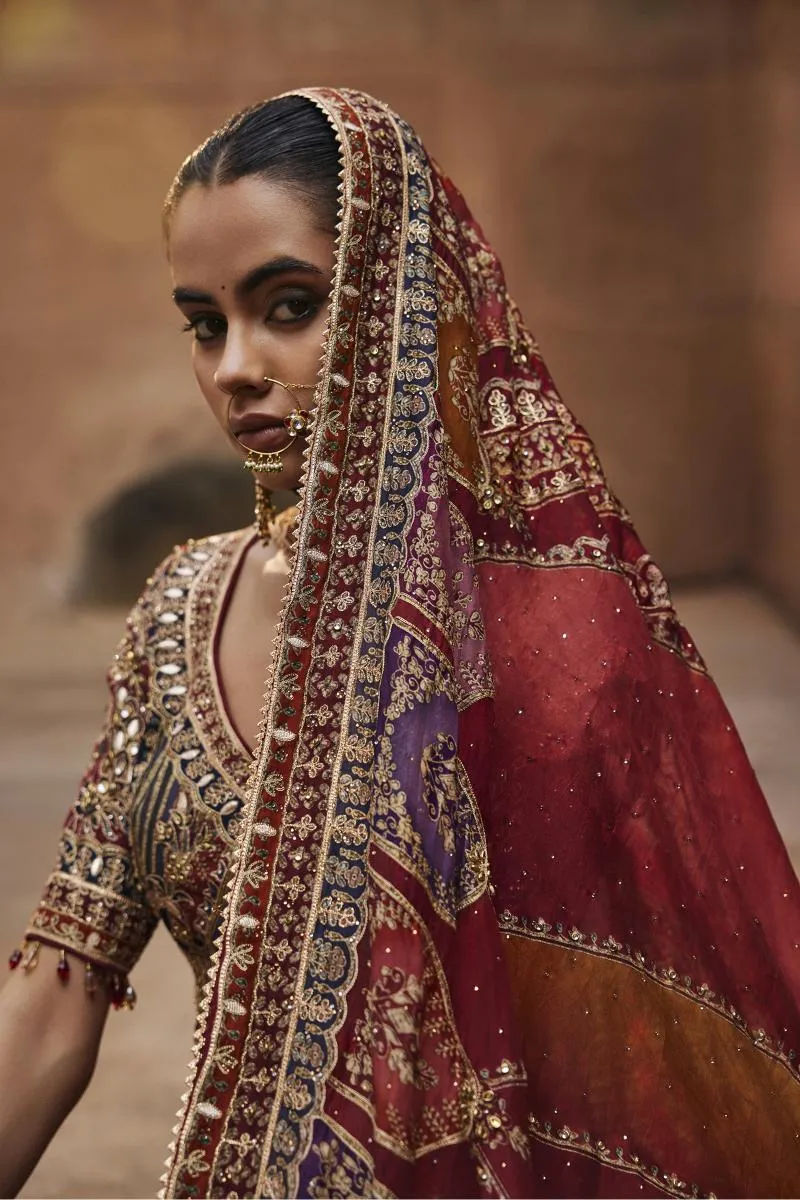 Earthy Red Silk Lehenga Set