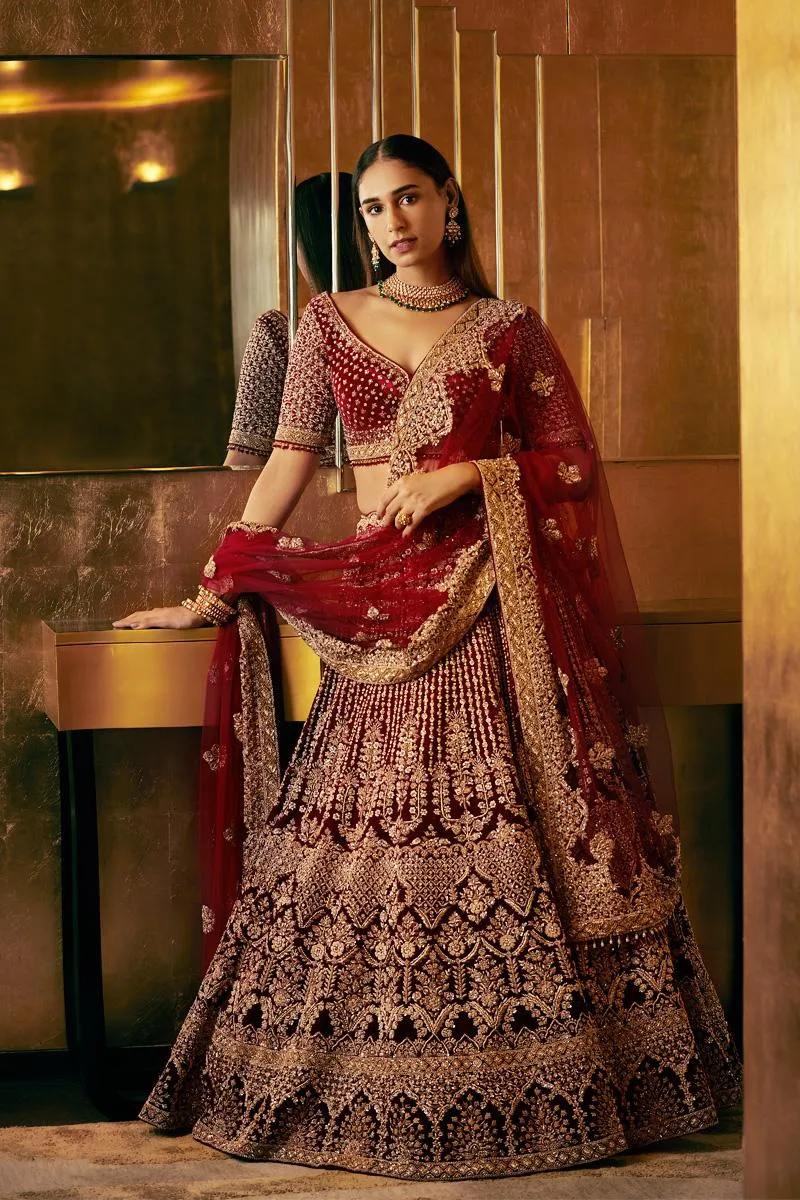 Deep Maroon Bridal Lehenga