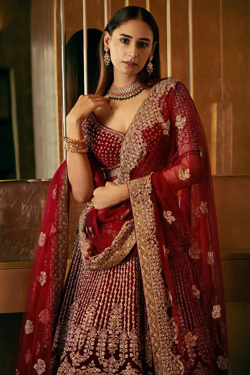 Deep Maroon Bridal Lehenga