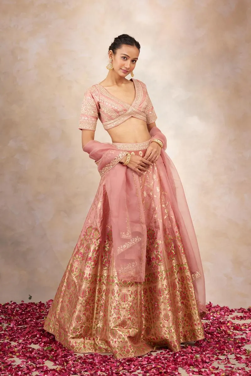 Dusty Pink Banarasi Paithni Lehenga