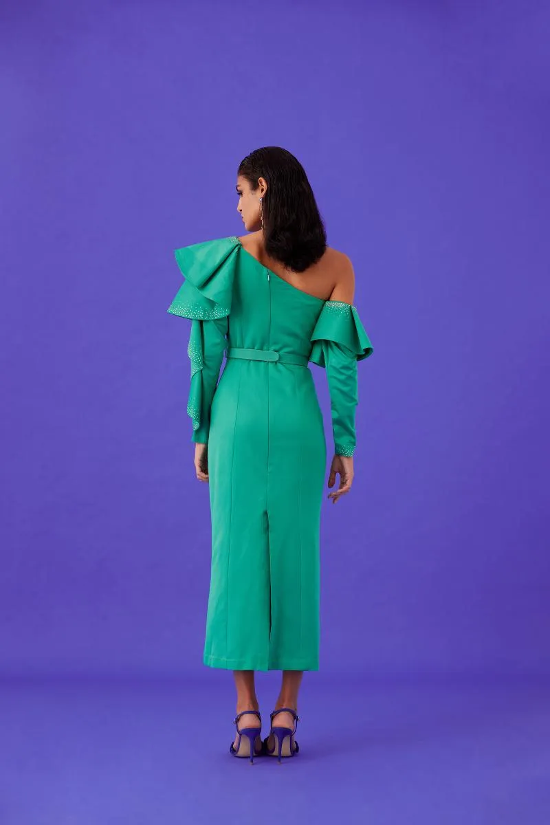 MEDHA BATRA - Aqua Green Satin Dress