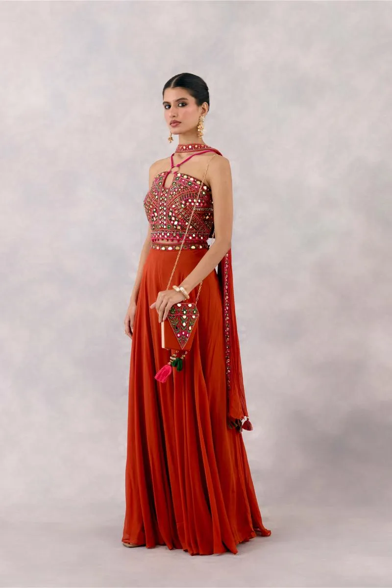 Rust Georgette Sharara set