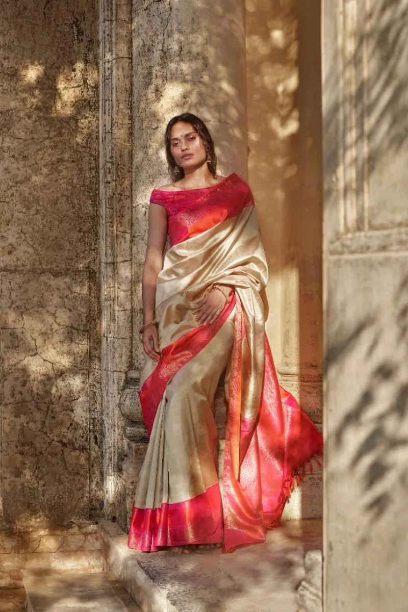 Beige Kanjivaram Saree