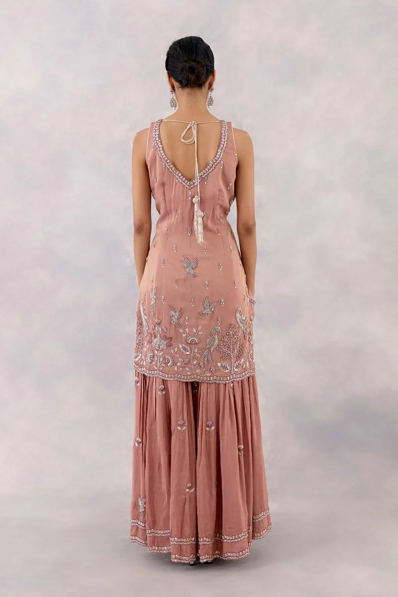 Powder Pink Silk Garara Set