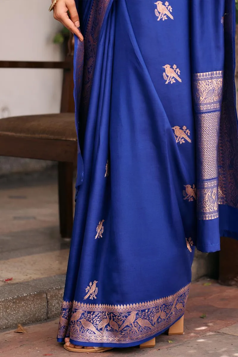 Royal Blue Puniya Pink Saree
