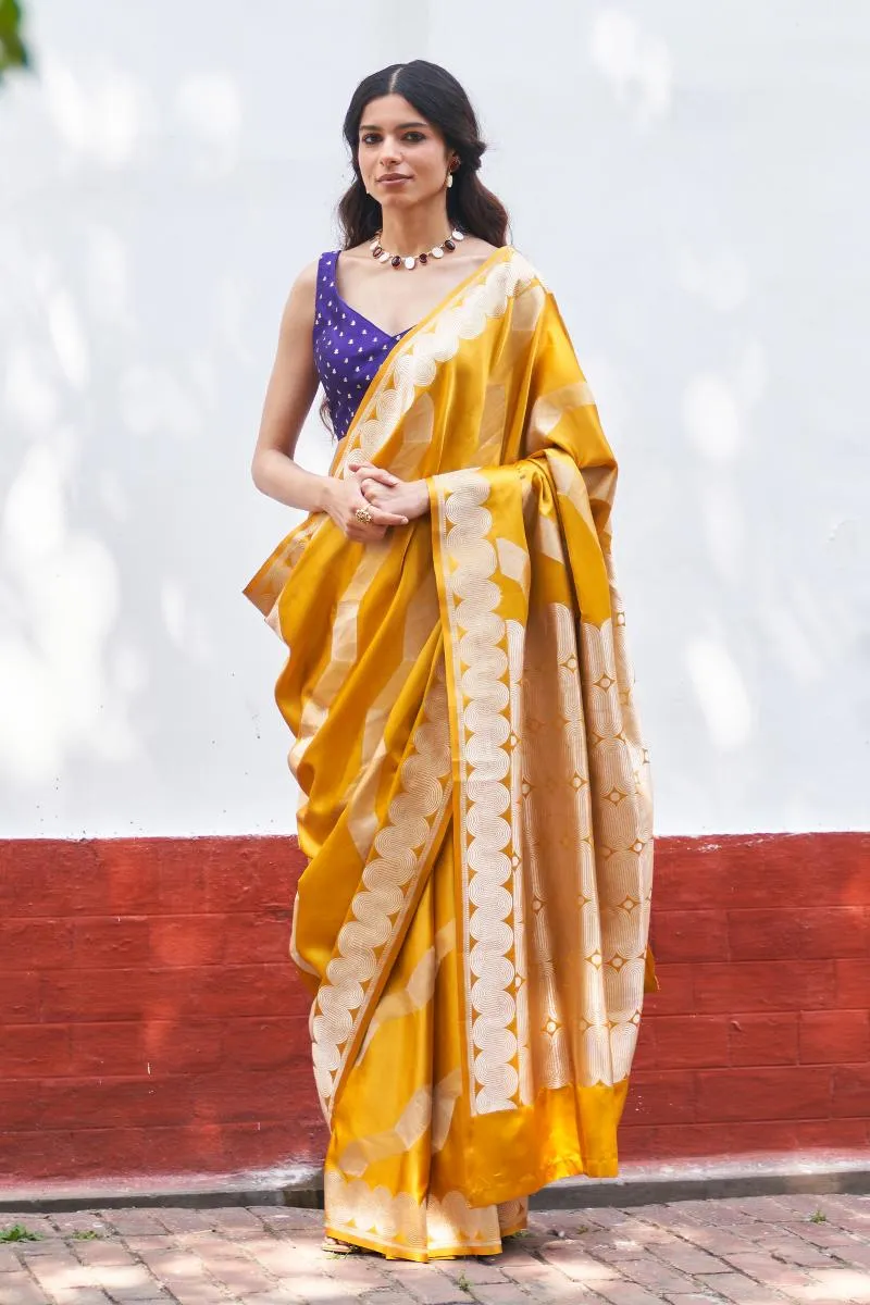 Sunlit Mustard Mashru Silk Saree