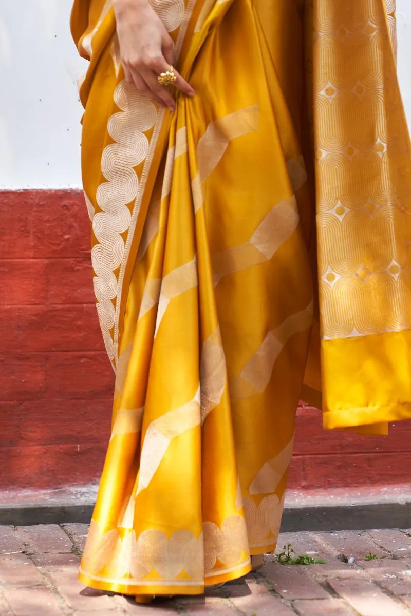 Sunlit Mustard Mashru Silk Saree
