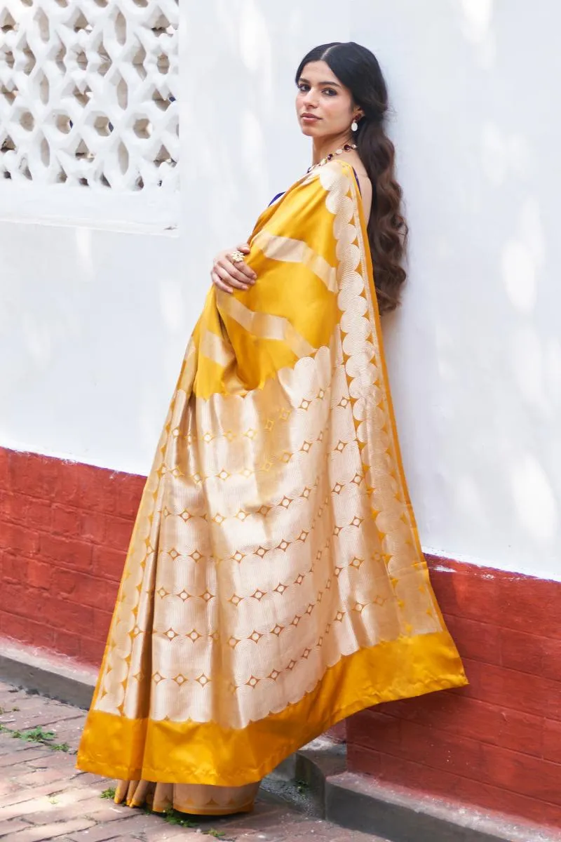 Sunlit Mustard Mashru Silk Saree
