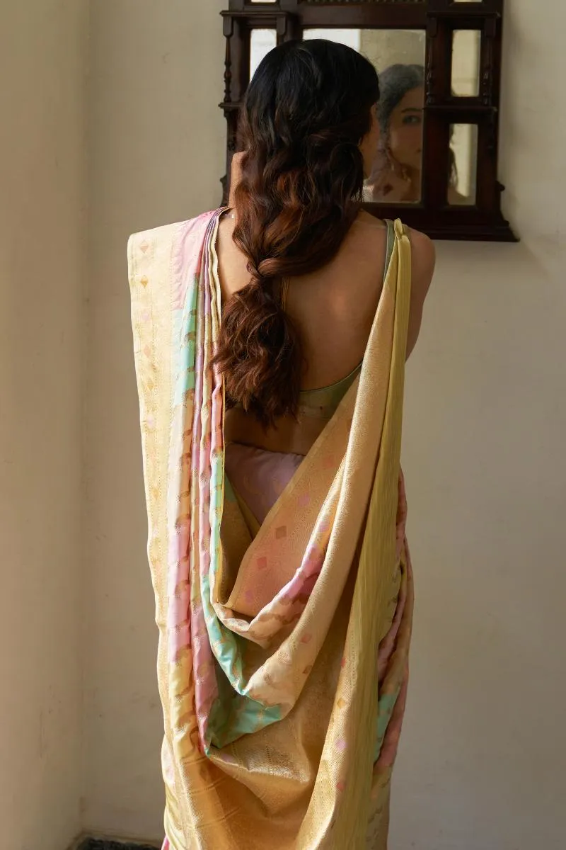 Multihue Pastel Banarasi Katan Silk Saree