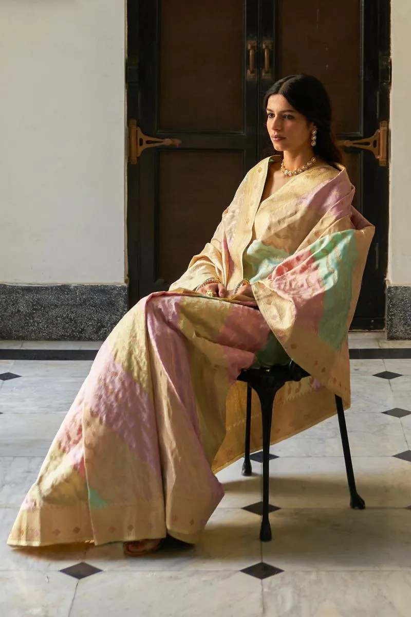 Multihue Pastel Banarasi Katan Silk Saree